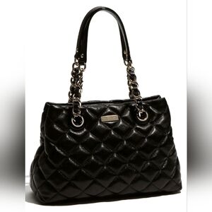 Kate Spade Maryanne Quilted Black Leather Gold Coast Medium Tote Bag🖤💛